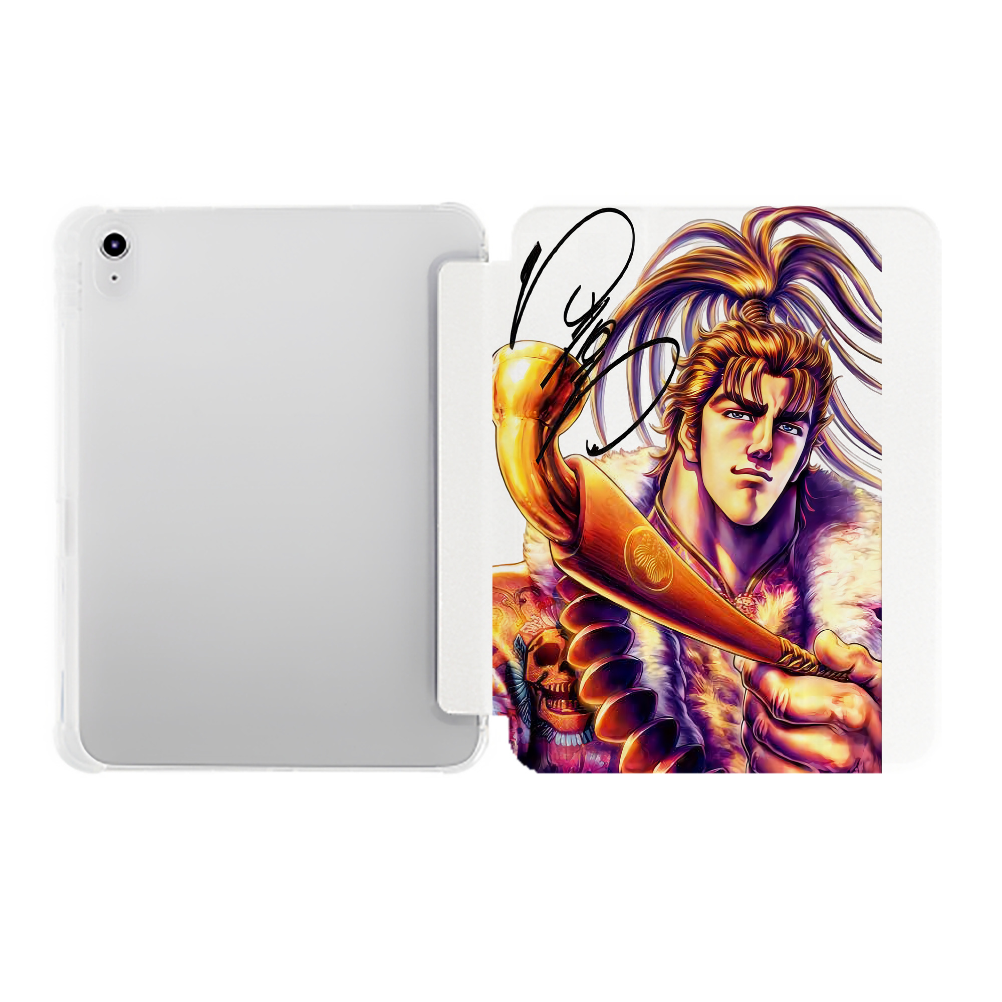 （画像用） 北斗の拳 Fist of the North Star IPad ケース ペン収納付き 三つ折りスタンド PUレザー×シリコン 対応機種9.5/10.5/10.9インチ